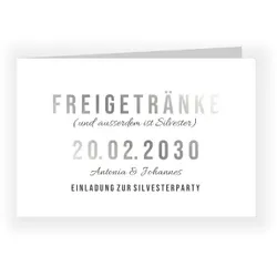 Einladungskarte Silvester & Neujahr: Freitrunk in Weiß