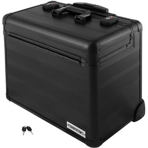 anndora Pilotenkoffer DK-202604, schwarz, mit Laptopfach 15,6'', 2 Rollen & 2 TSA-Schlössern, Aluminium