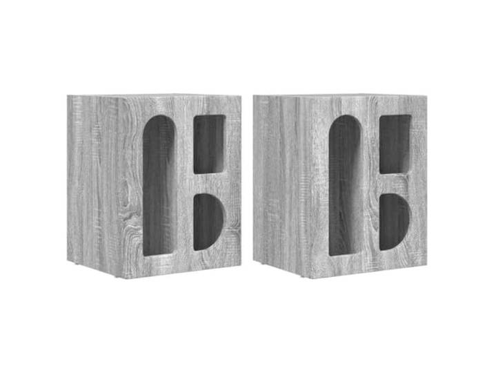 KUPTYERFG Nachttisch 2er Set Graues Sonoma 40x35x50 cm Holzwerkstoff Kompakte Beistelltische fürs Schlafzimmer mit offenen Ablagen für geordneten Stauraum.