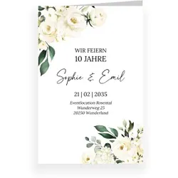 Einladungskarte Hochzeitstag: Weiße Rosen mit Foto in Weiß