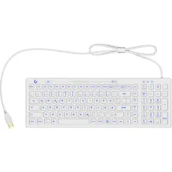 KeySonic Industrietastatur, USB, Beleuchtet, Silikon, weiss, Wasser und Staub geschützt IP68, DE (DE, Kabelgebunden), Tastatur, Weiss