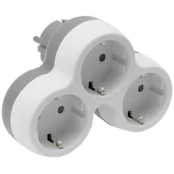 Dreifach Steckdosenadapter 3x Schuko 230V Grau-Weiß W-72005