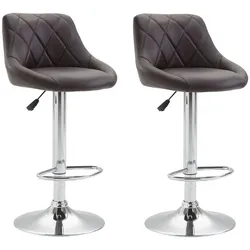 Décoshop26 - 2x braune drehbare Barhocker aus Kunststoff mit Fußstütze TDB10078