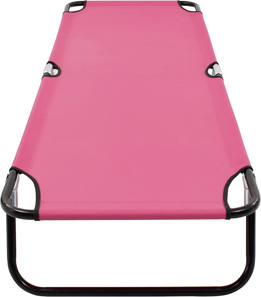 vidaXL Chaise longue pliable acier rose