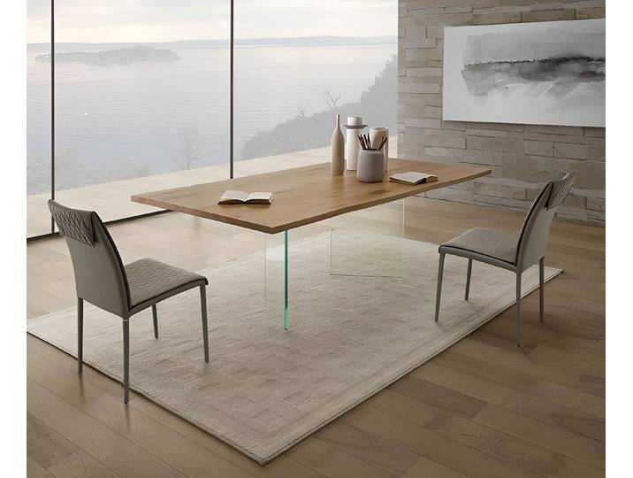JVmoebel Esstisch JVMoebel Esstisch mit Holzplatte und Glasbeinen in Braun (Packung, 1-St., Tisch)