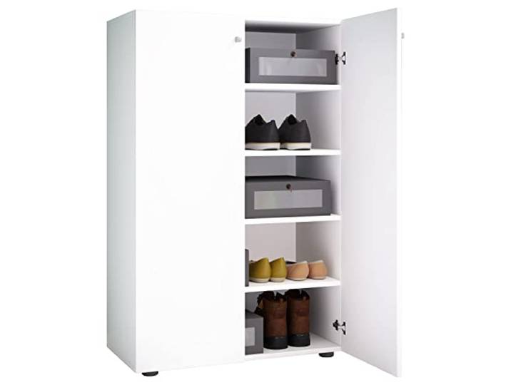 VCM Schuhschrank Weiß 70x39x110 cm 2 Türen 5 Fächer Holzwerkstoff Flur Bietet Platz für die Schuhe der ganzen Familie - in der Diele - für Haushalte - einfach zu montieren