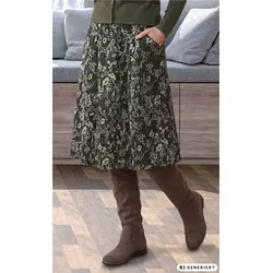 Baumwoll-Mix-Rock in Muster oliv in Größe 50 von DW-Shop, Oliv, 50