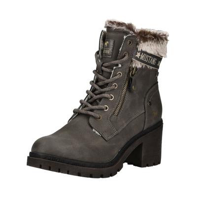 High-Heel-Stiefelette MUSTANG SHOES "Mustang Shoes Stiefelette Lederimitat/Textil", Damen, Gr. 37, lava, Lederimitat, Textil, Schuhe