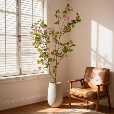 Kodotan sofa 5FT Artificial Bougainvillea Tree, Realistic Fake Flowering Tree for Indoor Home Office Decor, Potted Faux Plant, 1pc/set