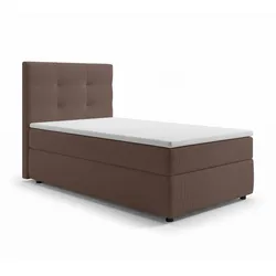 BOXBETT SAKARYA 90x200 cm mit Bettkasten und Matratze - Braun + TOPPER