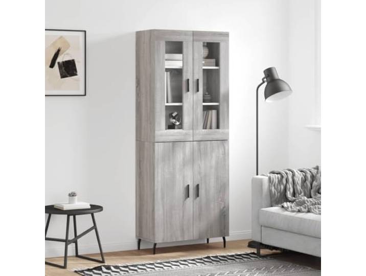 RJPLMFV Anrichte, hoch, Grau, 180 cm, Holz aus Technik Füße aus Metall, Aufbewahrung mit Türen, Wandbefestigung im Lieferumfang enthalten