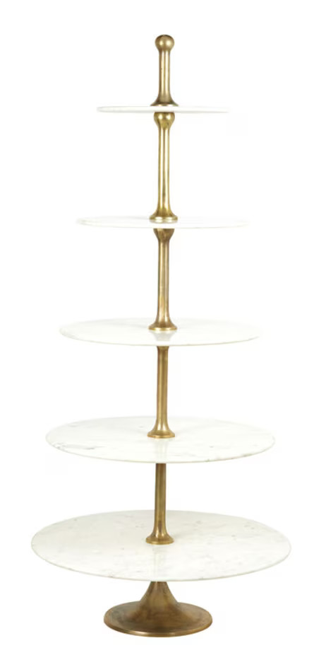 Light & Living Etagère Vermentino Marmerlook, Wit, Rond, Hoogte: 175 cm