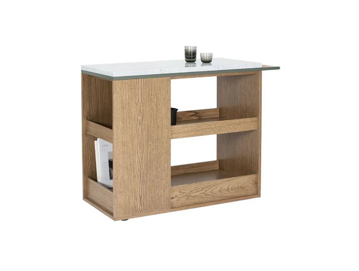Asplund Remy Servierwagen Walnussgebeizte Eiche (p4), Carrara Marmor, green khaki