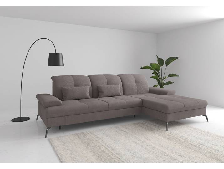 Ecksofa, Polyester, Taupe 279×185 cm, Mit Sitztiefenverstellung & Armteilverstellung, Sitzplätze 4, sit&more