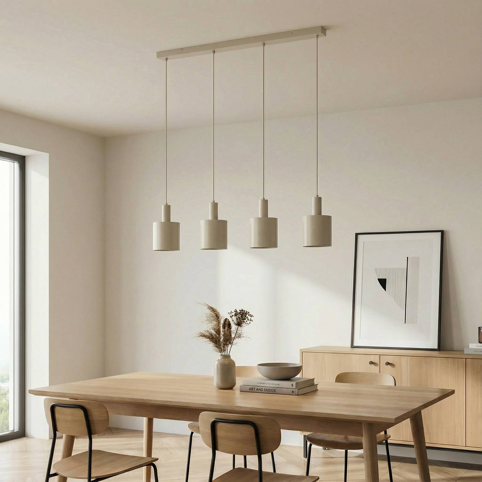 Pendant Light Ovelia Lindby, dimmable, Cream / amber, Kitchen, metal, Modern, Ceiling Light