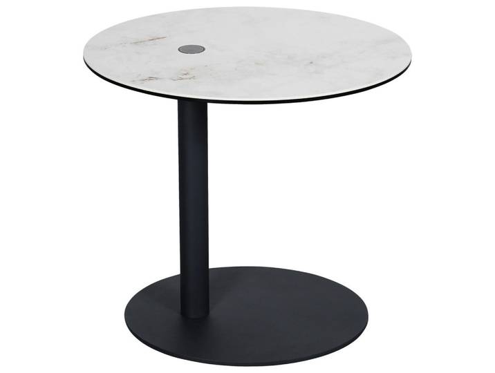 Dieter Knoll Beistelltisch, Anthrazit, Weiß, Metall, Glas, Keramik, oval, Bodenplatte, 38x45-57x48 cm, Wohnzimmer, Wohnzimmertische, Beistelltische, Beistelltische Metall