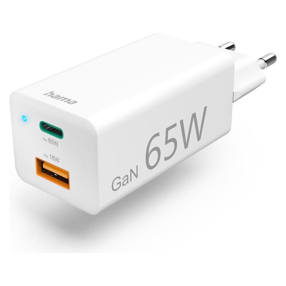 Hama GaN Charger + USB Kabel (65 W, 2 Ports) (00200016)