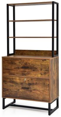 Lateral File Cabinet 4 Tier Tall Storage Bookshelf Display Shelf