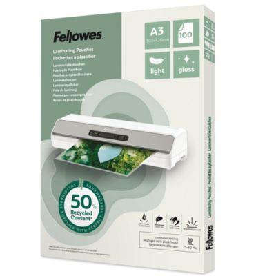 Fellowes® Laminierfolien, Format A3, Folienstärke 80 µ, Recycling-PET, transparent-klar glänzend, 100 Stück
