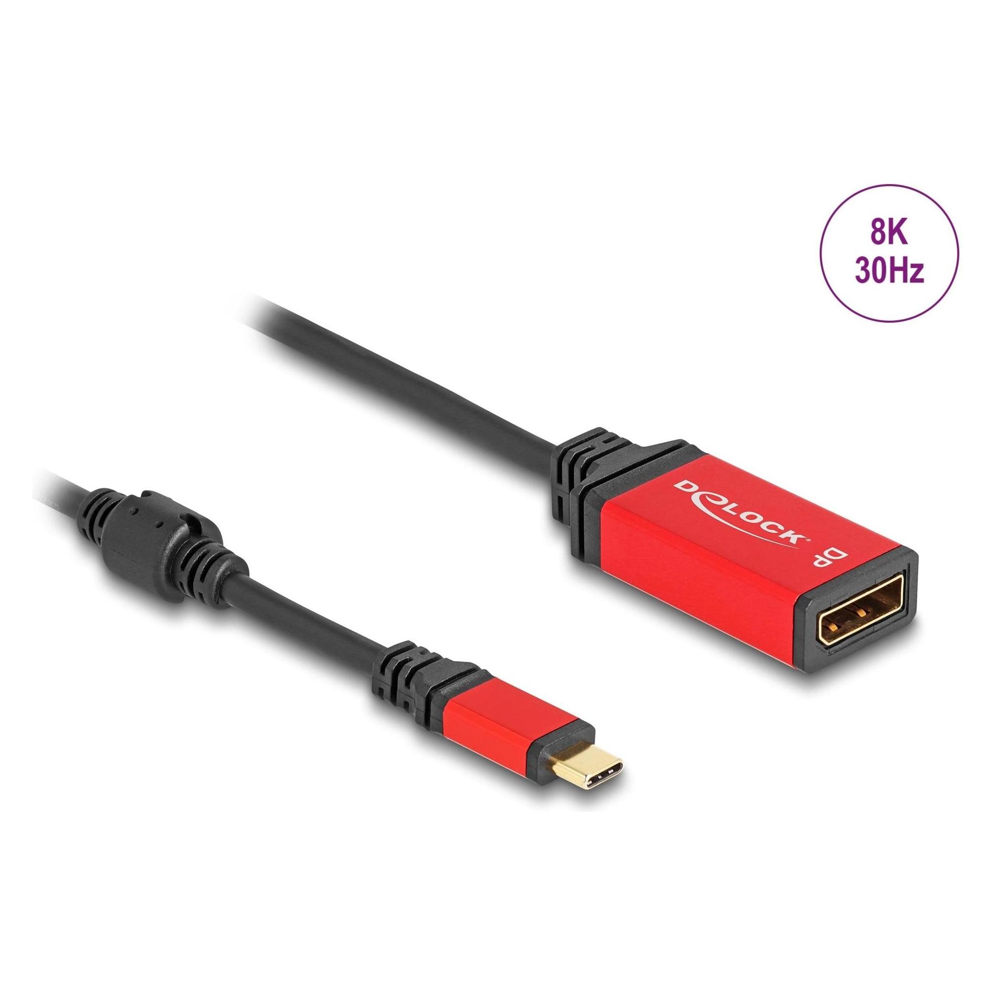 Delock USB Type-C zu DisplayPort Adapter (DP Alt Mode) 8K 30 Hz mit HDR Funktion rot (DisplayPort) (60052)