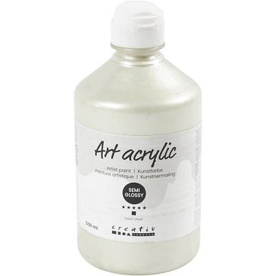 Creativ Company Acrylfarbe, Mattglänzend, Deckend, Perlsilber, 500 ml/ 1 Fl.