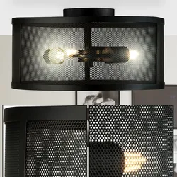 Vintage Decken Lampe Wohn Ess Zimmer Käfig Design Leuchte schwarz