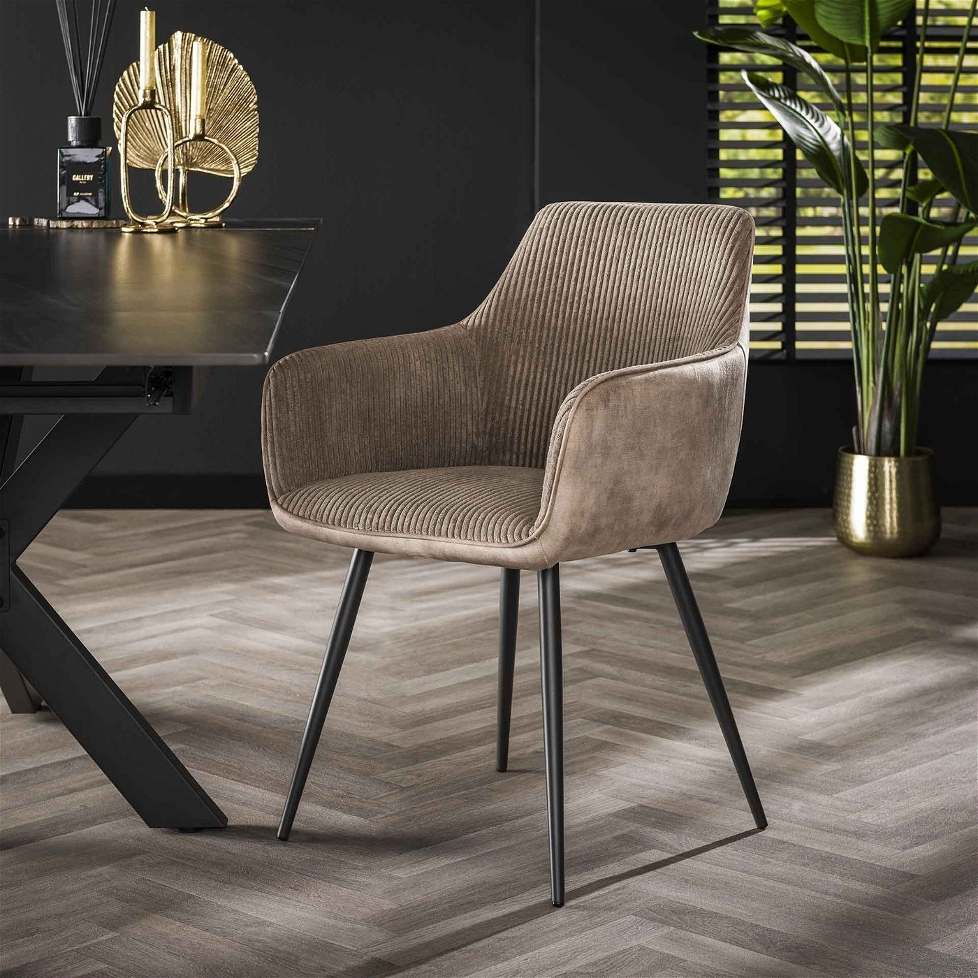 Set van 2 Armstoelen Rib Zandkleur Mix van Giga Meubel