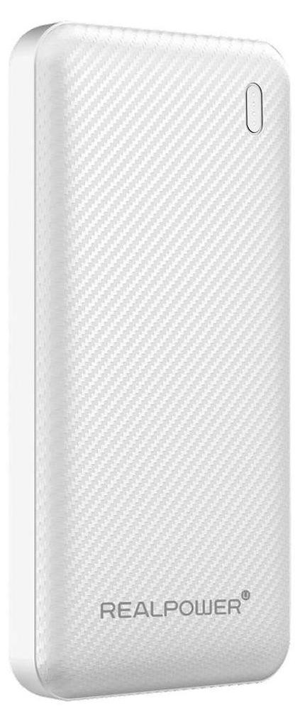 RealPower PB-10000 Plus Powerbank, 10.000 mAh, 20W, 2x USB-A, 1x USB-C, Wit
