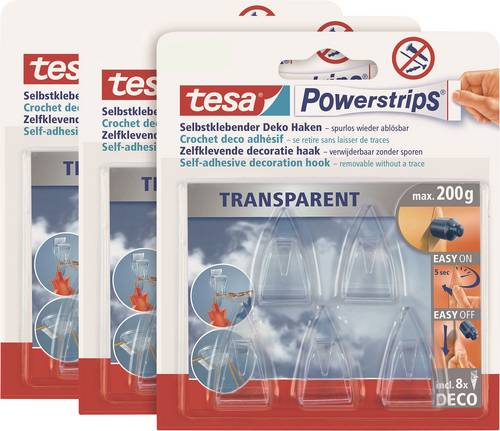 Tesa POWERSTRIPS Klebehaken Small Transparent Inhalt: 15St.