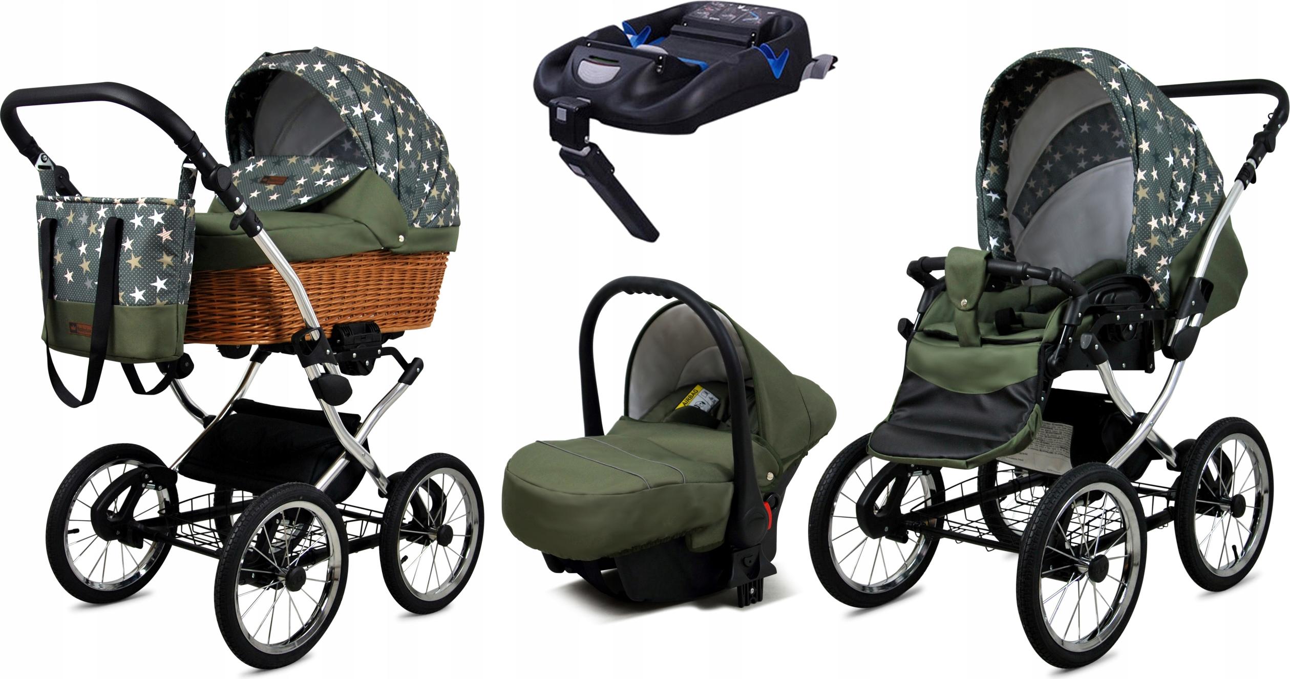 Babylux Classic Exclusive | 4in1 Kinderwagen Set | Olive Star | Kombikinderwagen | Kinderwagens