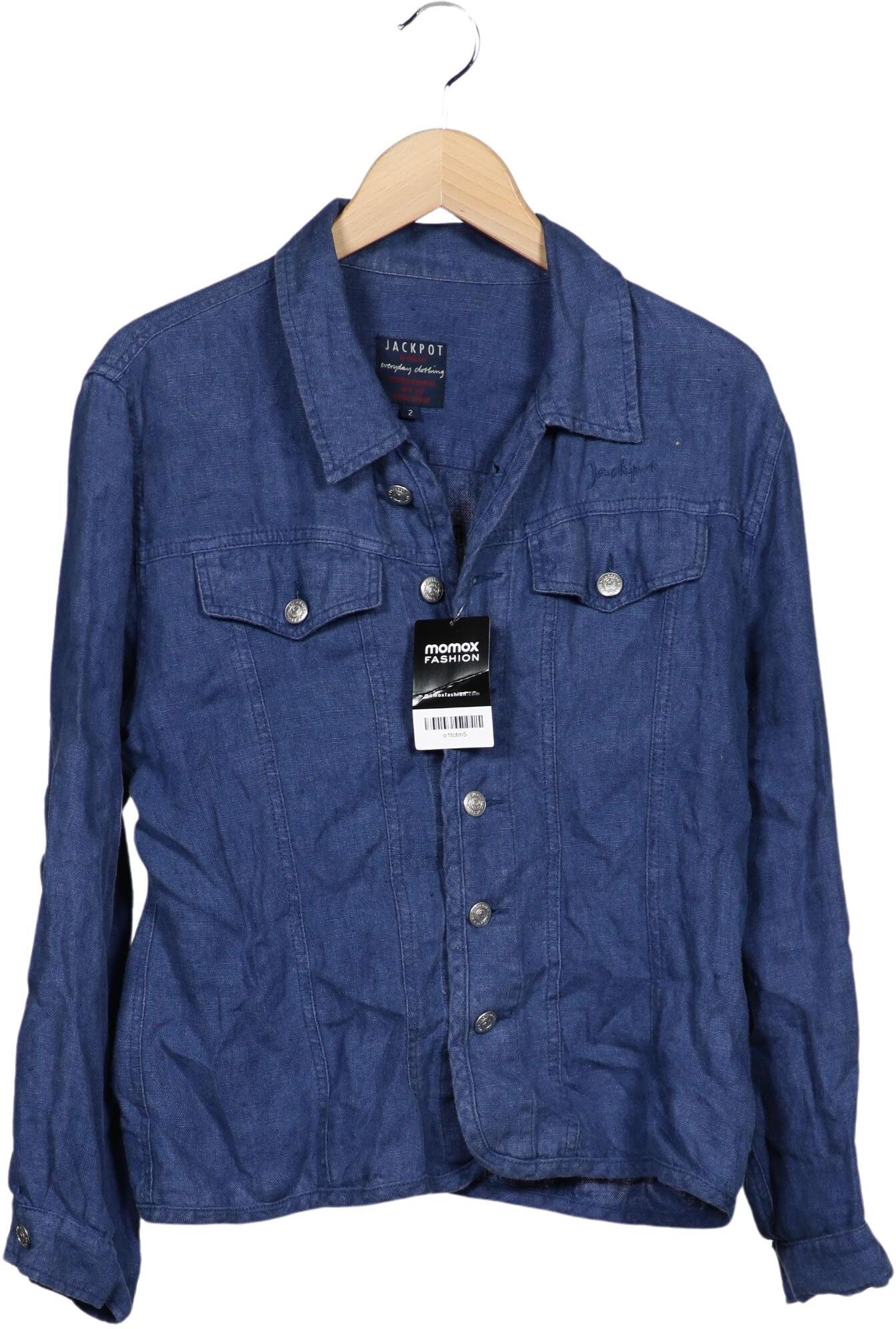 Jackpot Damen Jacke, Blau, Gr. EU 38, Leinen - Second Hand