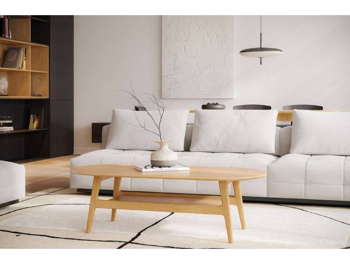 Woodman Couchtisch Curved, Tisch, Kaffeetisch, Beistelltisch, Scandi Design, Breite 130 cm, FSC®-zertifiziert