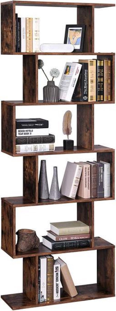 Merkloze Boekenkast met 6 Compartimenten, H 190,5 cm