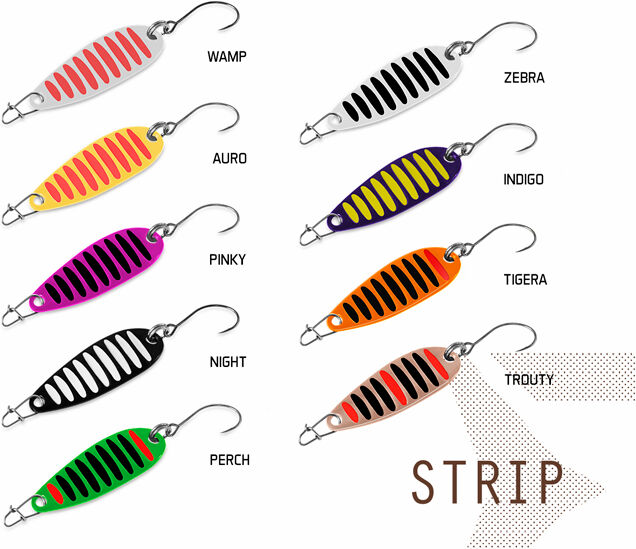 Cuillère ondulante Delphin STRIP 5g ZEBRA hook #10 Beige, Gray, Red, Gold 5g ZEBRA hook #10
