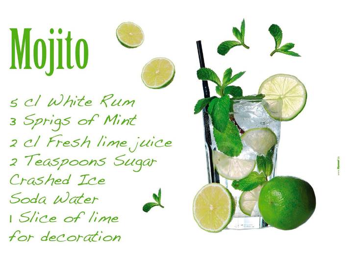 Wandtattoo KOMAR Mojito - Grösse 100 x 70 cm , grün, B:100cm H:90cm, Folie, Wandtattoos, Wandtattoo, selbstklebend, Wandsticker