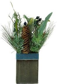 Northlight "13"" Square Potted Frosted Blueberry and Pine Artificial Christmas Arrangement"