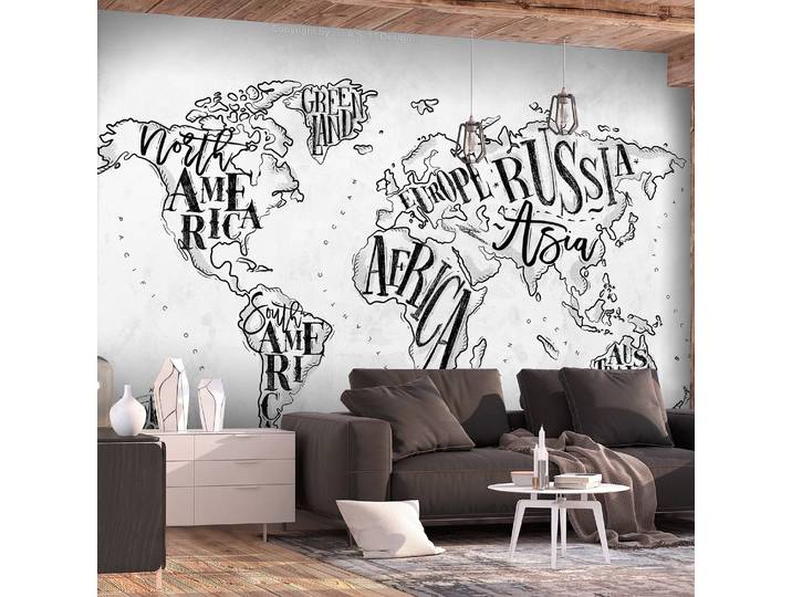 Vlies Fototapete Retro Continents 300 x 210cm Weiß 300 x 210 cm