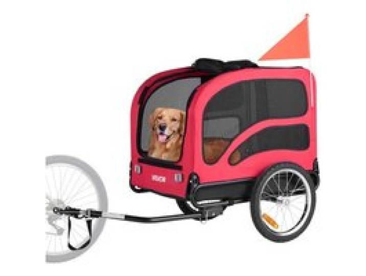 VEVOR Hundeanhänger, bis zu 45 kg , Haustierwagen-Fahrradträger für kleine & große Hunde, klappbarer Rahmen mit Rädern, universelle Fahrradkupplung, inkl. Flagge, interne Leine, 1350x720x840 mm