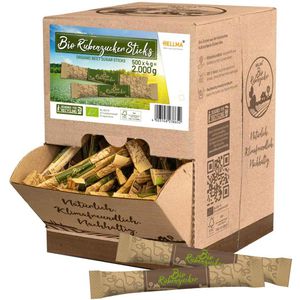 Hellma Zuckersticks Rübenzucker, weißer Zucker, BIO, je 4 g, 500 Stück