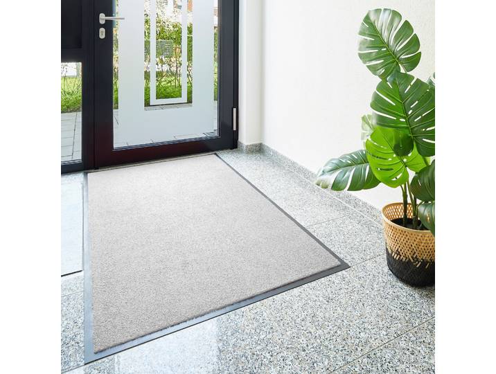 Fussmatte GOODPRODUCT Emil, Made in Netherlands , silber, B:60cm H:6mm L:90cm, Polyamid, Teppiche, Fussmatte, Schmutzfangmatte, Uni Farben, rutschhemmend, waschbar (Handwäsche)