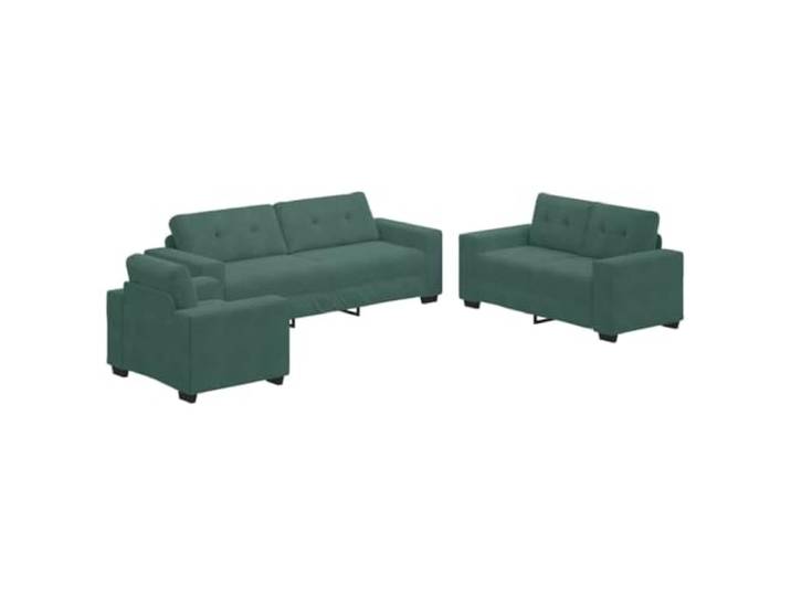 KUTYWEXFM Samt Couch Set 3-teilig Dunkelgrün Sofa Garnitur mit Sessel Moderne Samtcouch Garnitur in Dunkelgrün. Das 3-teilige Set bietet Sitzplätze für 6 Personen.
