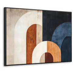 LEINWAND Bilder mit Rahmen - Abstrakt - Formen - Dunkelblau - 70x50
