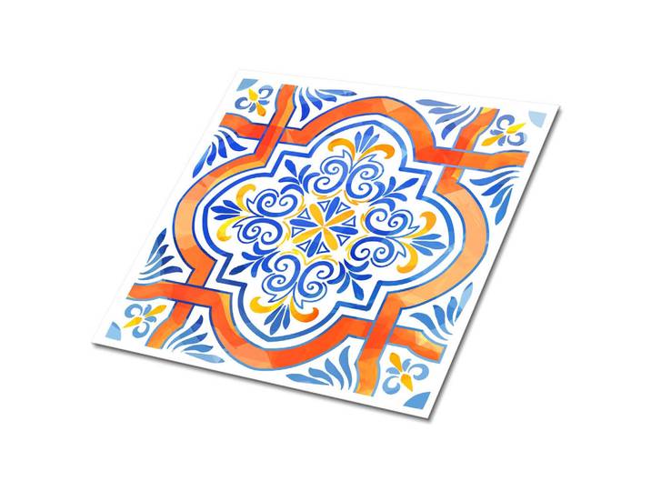 Tulup Selbstklebende Wandfliesen 9 Stück 30x30 cm - Grafiken im Azulejos-Stil, Mehrfarbig, Quadratisch, 30x1.6x30 cm, Tapeten & Wandverkleidungen, Wandtattoos & Sticker