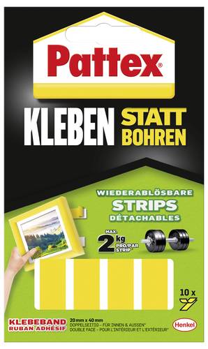 Pattex PXMS1 PXMS1 Doppelseitige Klebestrips (L x B) 40 mm x 20 mm 10 St.