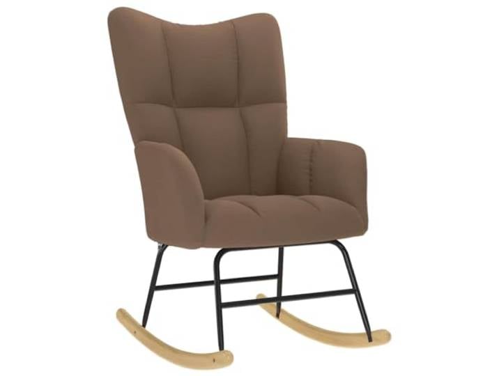 Schaukelstuhl, braun, aus Polyestergewebe mit Struktur aus Holz und Metall Weicher Polyesterstoff, stabile Holz- und Metallstruktur, gepolsterter Sitz, fließendes Schaukeln, Verwendung im Wohn- und