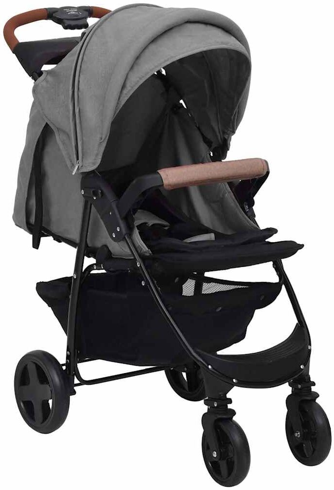 vidaXL Poussette pour bébé 3-en-1 Gris clair Acier