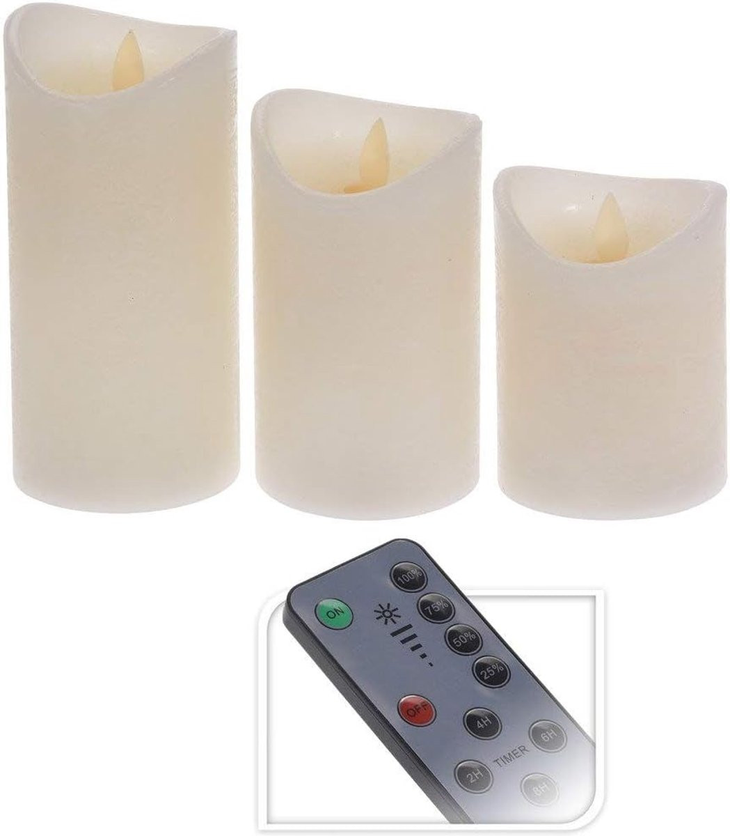 Set van 3 gele LED kaarsen met dansende vlam voor sfeervolle verlichting