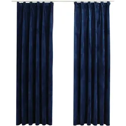vidaXL Verdunkelungsvorhänge Haken 2 Stk. Samt Dunkelblau 140x225cm
