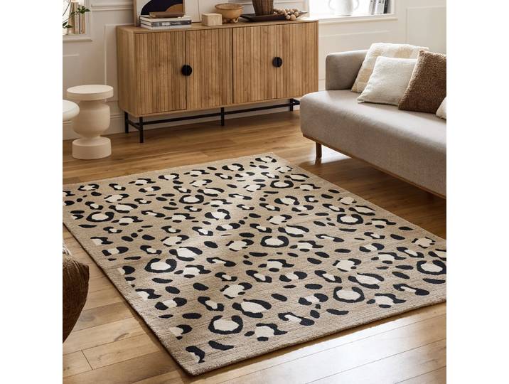 Tapis motif léopard intérieur -beige-80x150