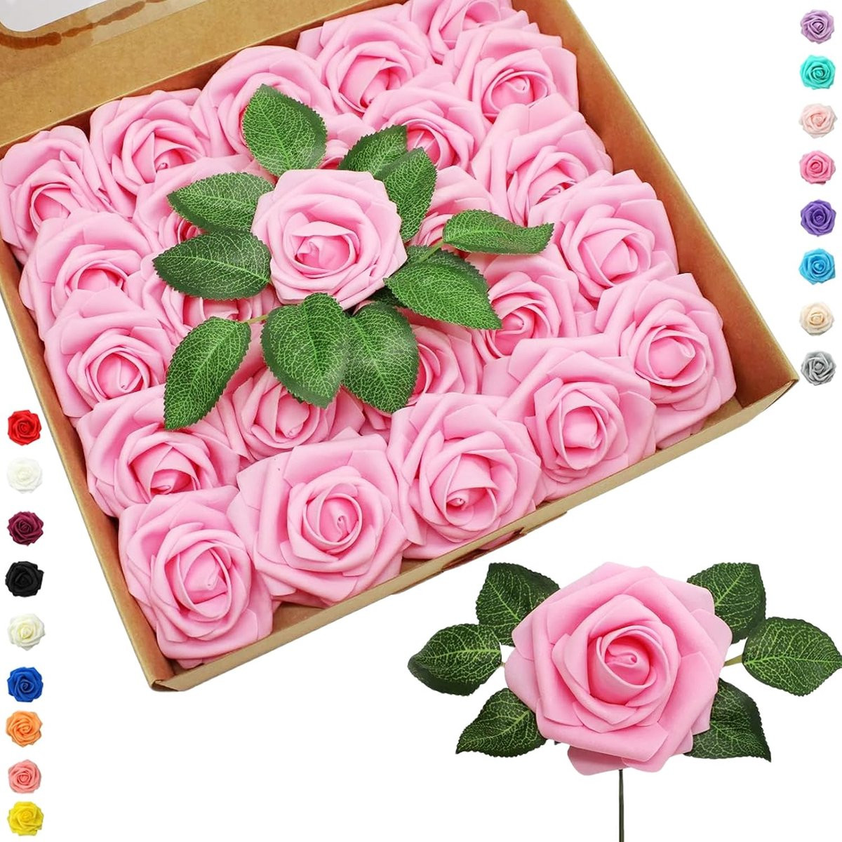 SnelShoppen Kunstrozen Roze en Zwart - Lifelike Nepprozen van Hoogwaardige Latex Foam voor Decoratie en Feesten